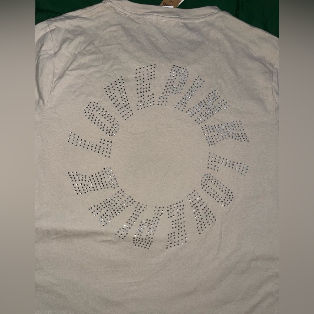 PINK Victoria's Secret Cream Graphic Embellished T-Shirt